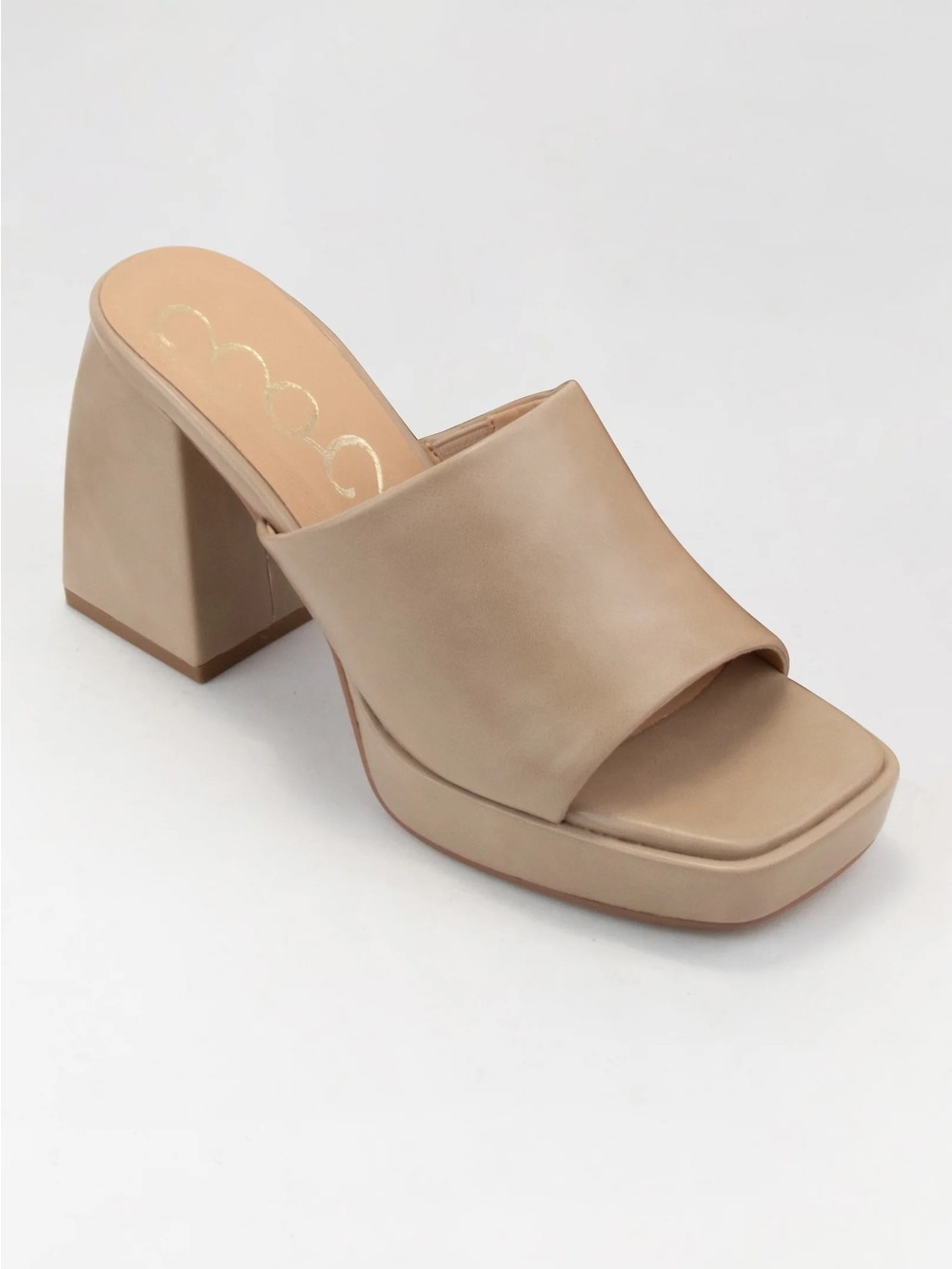 Coccoli Nude Platform Mule with Block Heel